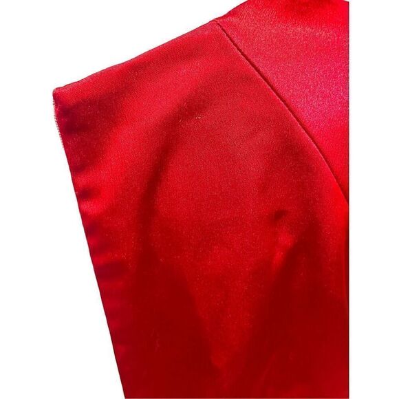 Shelby Nites Vintage Red Sheath Style Sleeveless Satin Midi Dress  With Ruched F - Picture 15 of 16